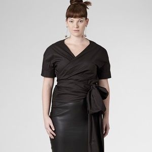 UNIVERSAL STANDARD MARANO CUPRO BLACK WRAP TOP NWT